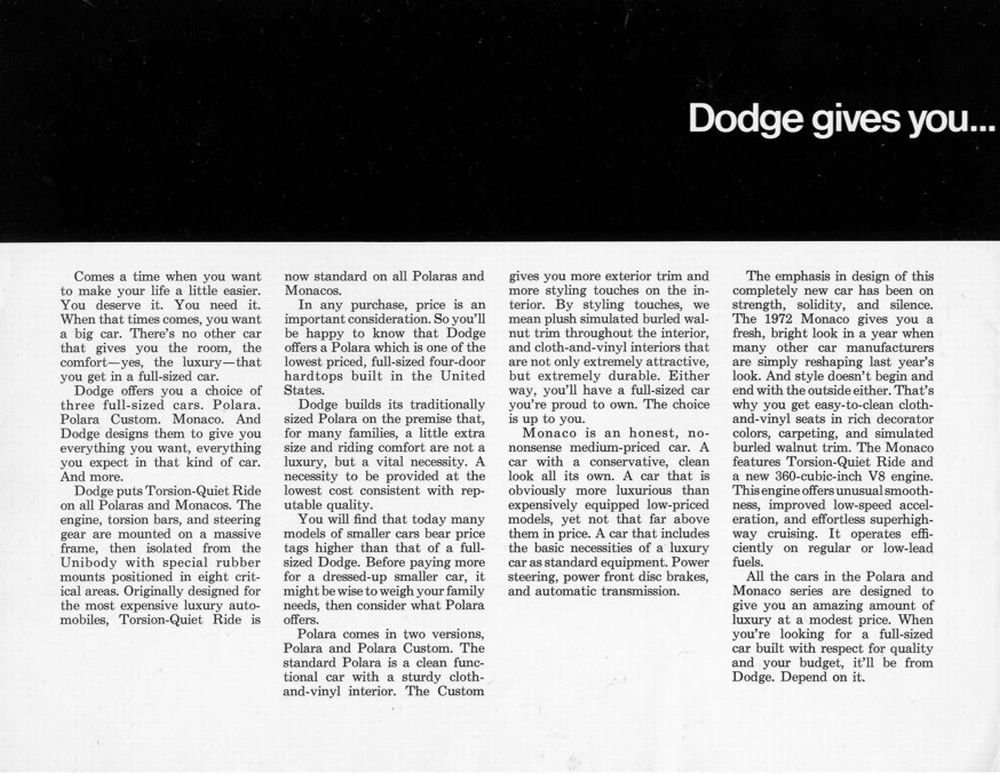 1972 Dodge Polara Monaco Brochure Page 5